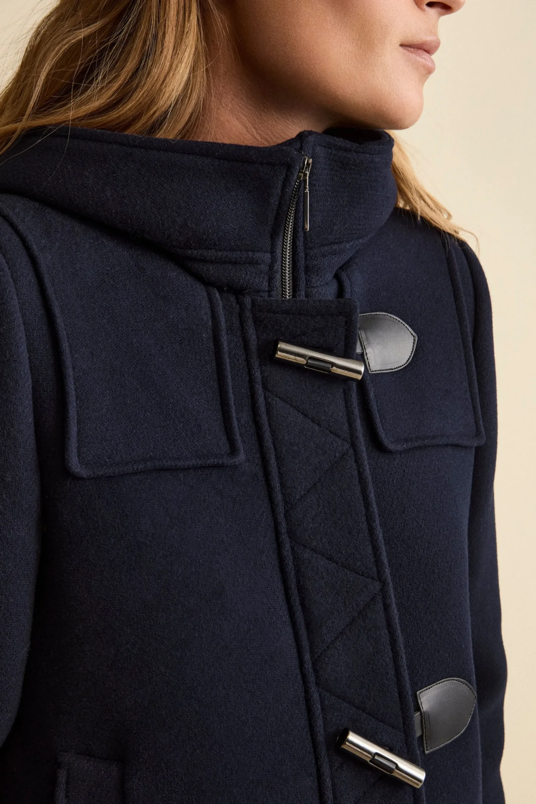 Cappotto Montgomery Misto Lana con Cappuccio - BLU