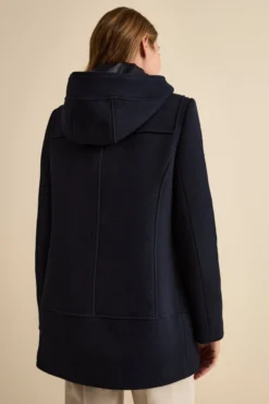 Cappotto Montgomery Misto Lana con Cappuccio - BLU