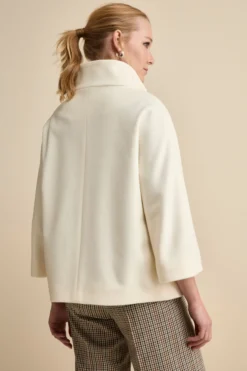 Cappotto Over Corto in Misto Lana e Cashmere - BIANCO