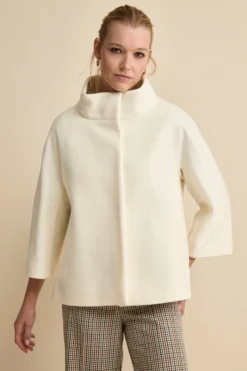 Cappotto Over Corto in Misto Lana e Cashmere - BIANCO