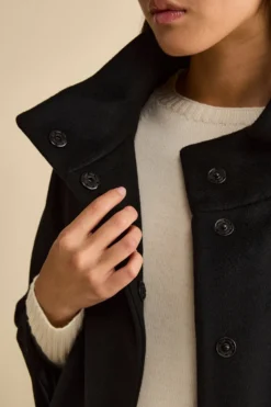 Cappotto Over Corto in Misto Lana e Cashmere - NERO