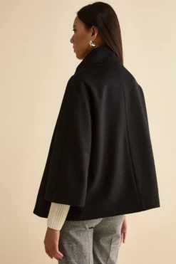Cappotto Over Corto in Misto Lana e Cashmere - NERO