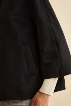 Cappotto Over Corto in Misto Lana e Cashmere - NERO