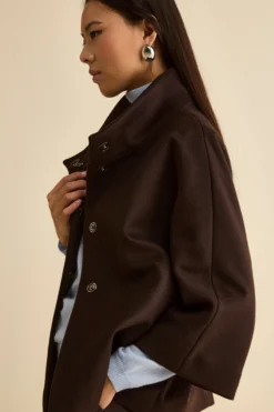 Cappotto Over Corto in Misto Lana e Cashmere - T.MORO