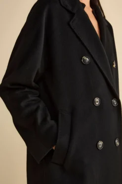 Cappotto Over Doppiopetto in Puro Cashmere - NERO