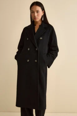 Cappotto Over Doppiopetto in Puro Cashmere - NERO