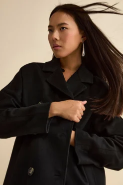 Cappotto Over Doppiopetto in Puro Cashmere - NERO