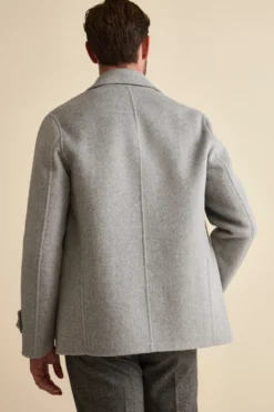 Cappotto Peacoat Doppiopetto in Misto Lana - GRIGIO CHIARO