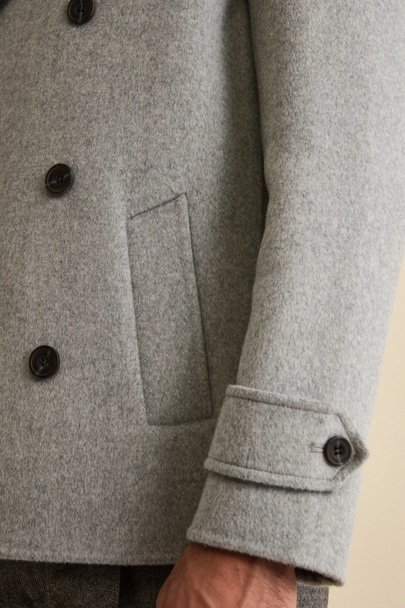 Cappotto Peacoat Doppiopetto in Misto Lana - GRIGIO CHIARO