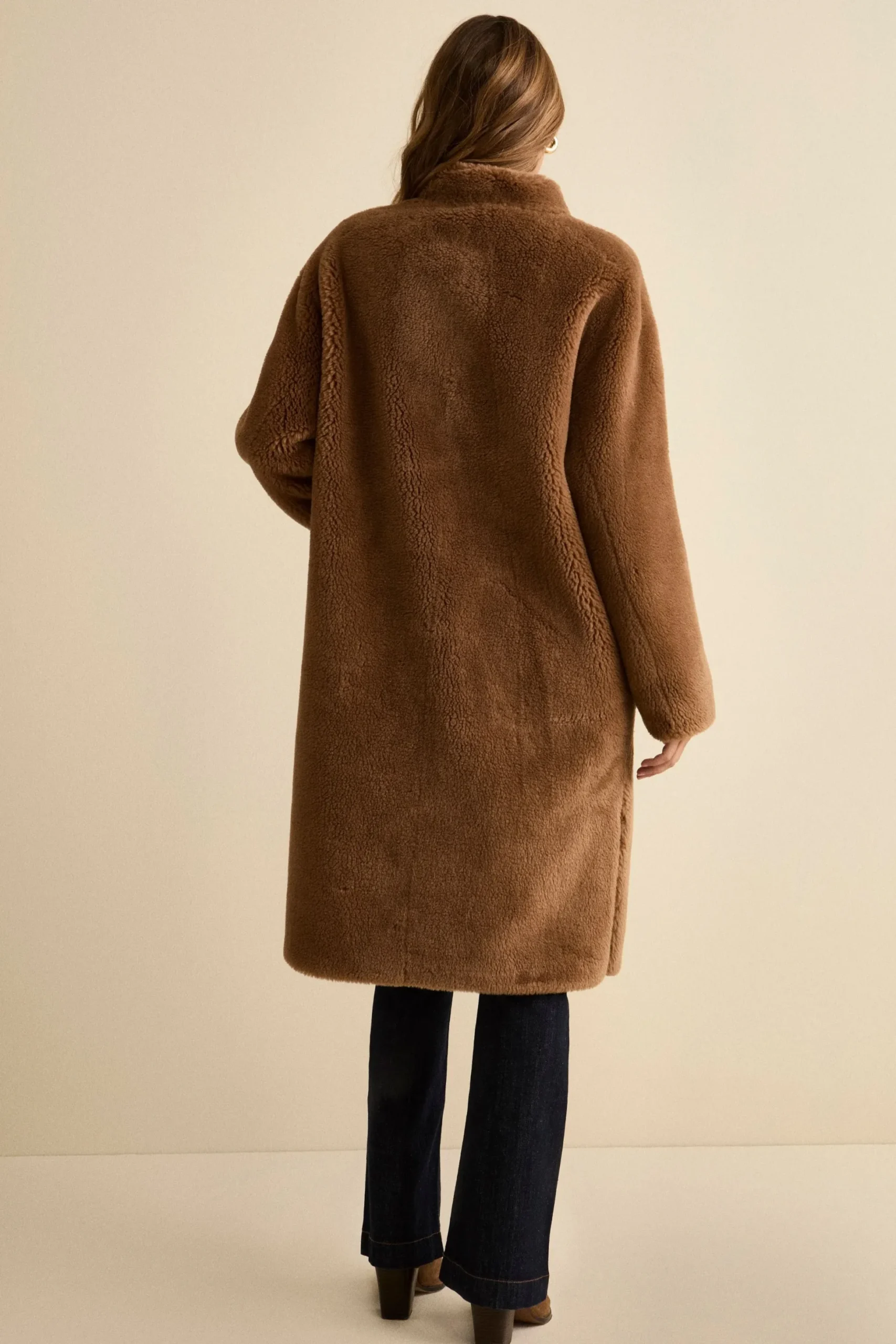 Cappotto Teddy Reversibile in Misto Lana - TABACCO