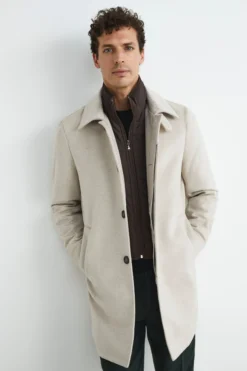 Cappotto trapuntato in lana - BEIGE