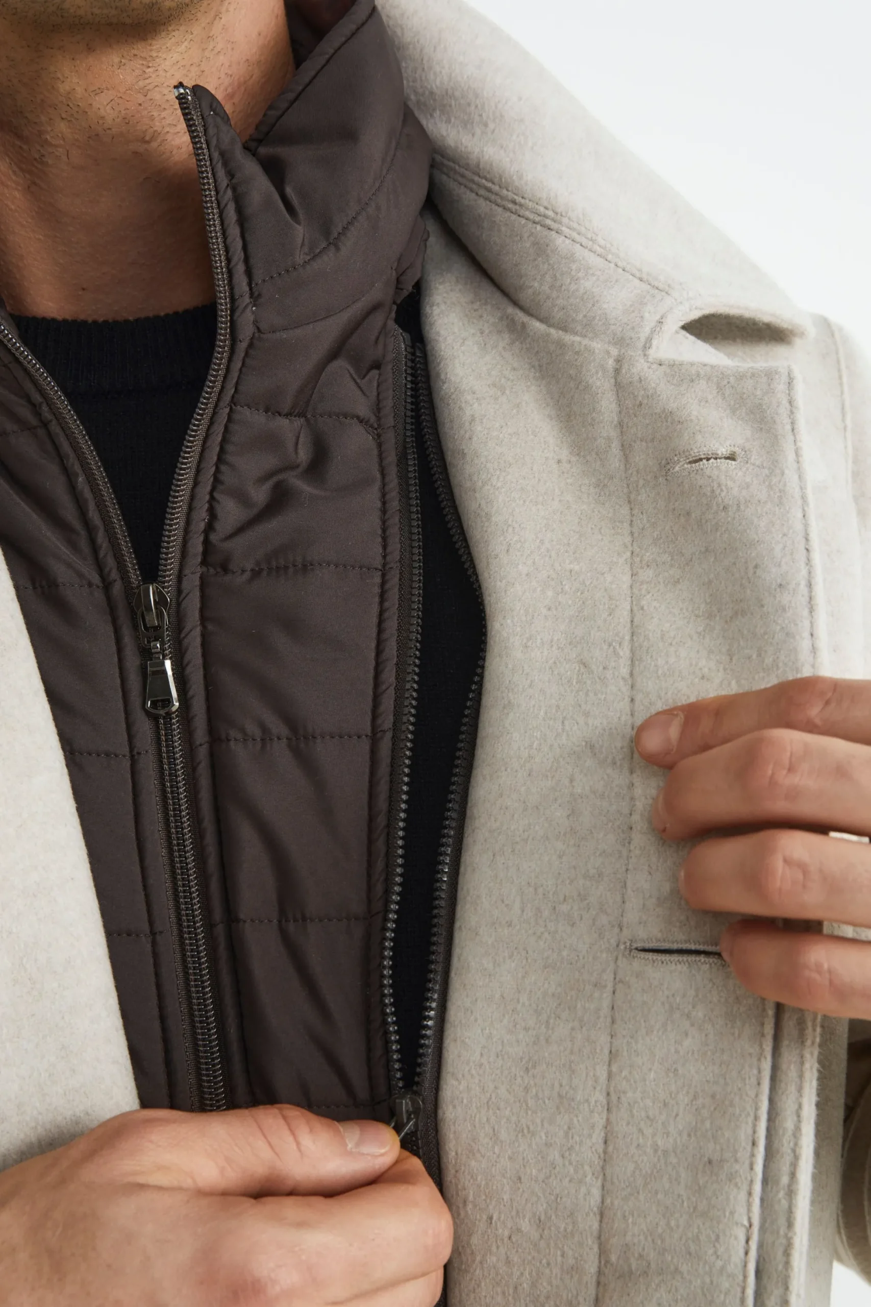 Cappotto trapuntato in lana - BEIGE