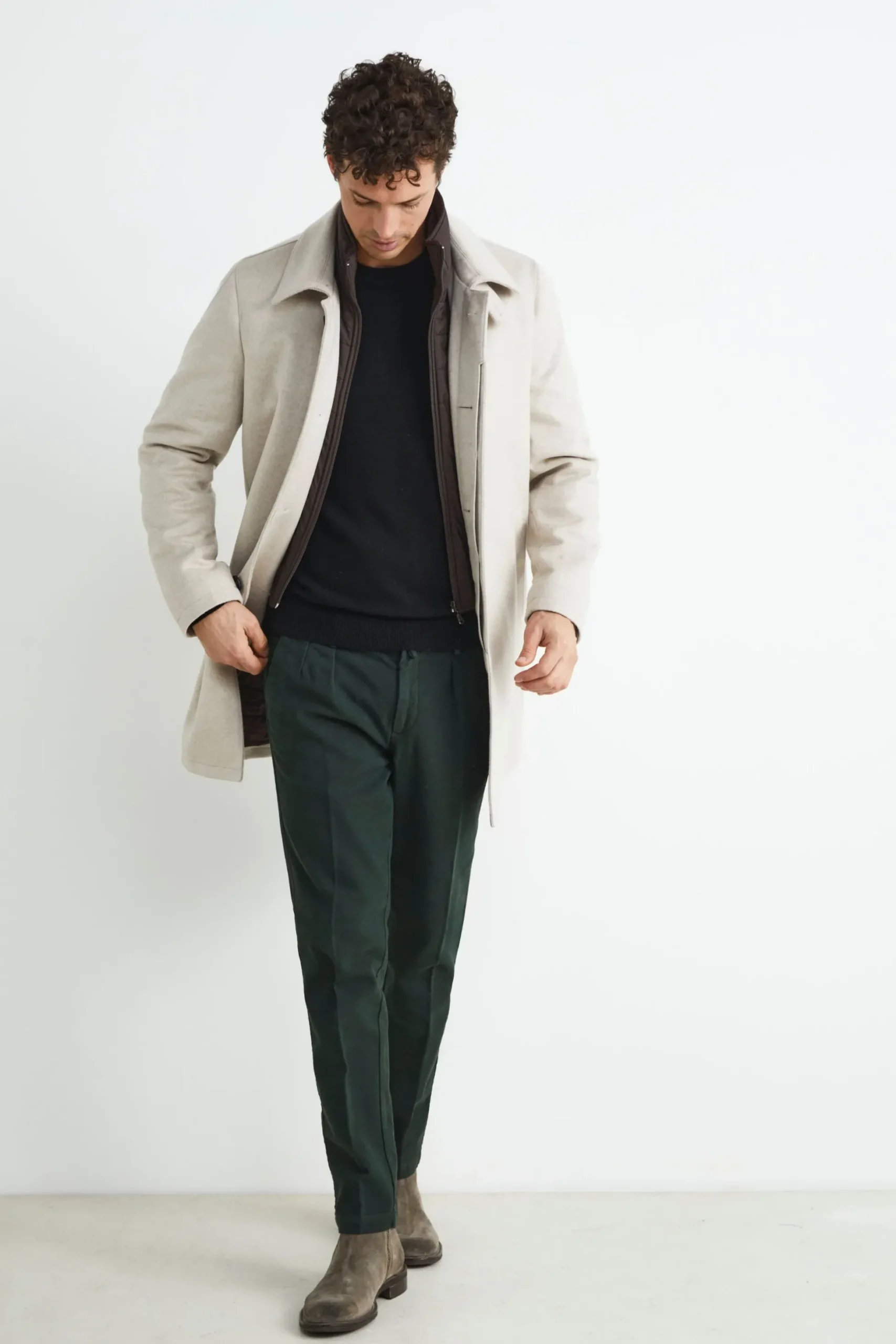 Cappotto trapuntato in lana - BEIGE