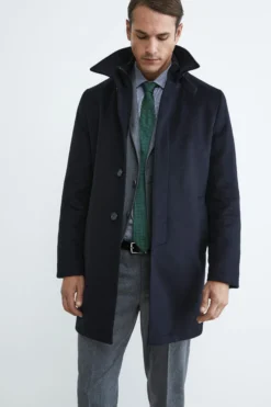 Cappotto trapuntato in lana - BLU