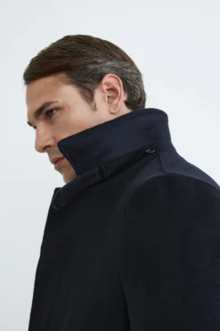 Cappotto trapuntato in lana - BLU