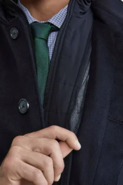Cappotto trapuntato in lana - BLU
