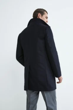 Cappotto trapuntato in lana - BLU