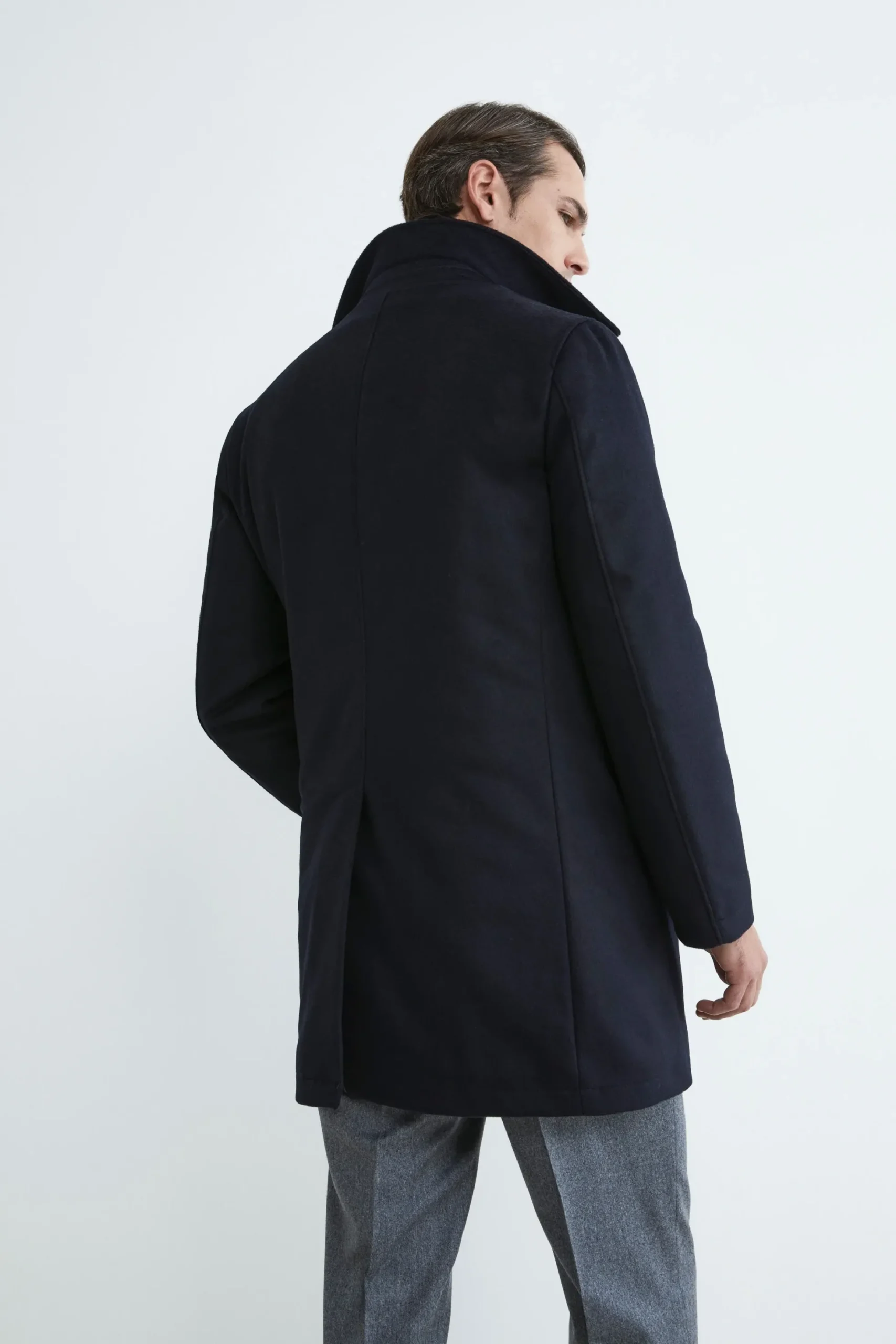 Cappotto trapuntato in lana - BLU