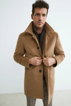 Cappotto trapuntato in lana - CAMMELLO