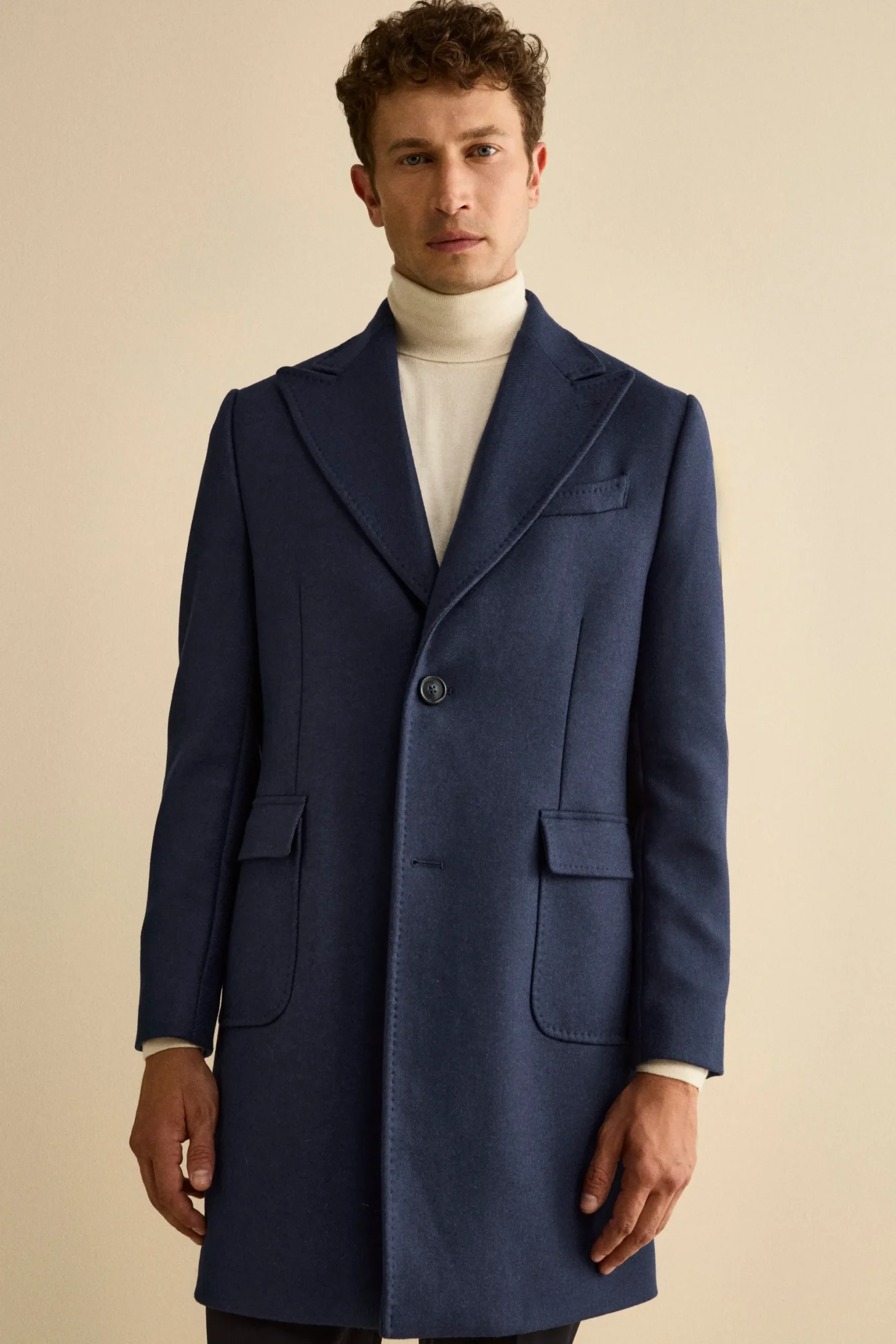 Cappotto Twill in Lana - BLU