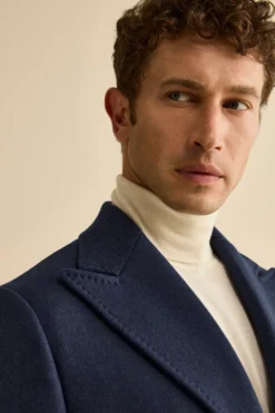 Cappotto Twill in Lana - BLU