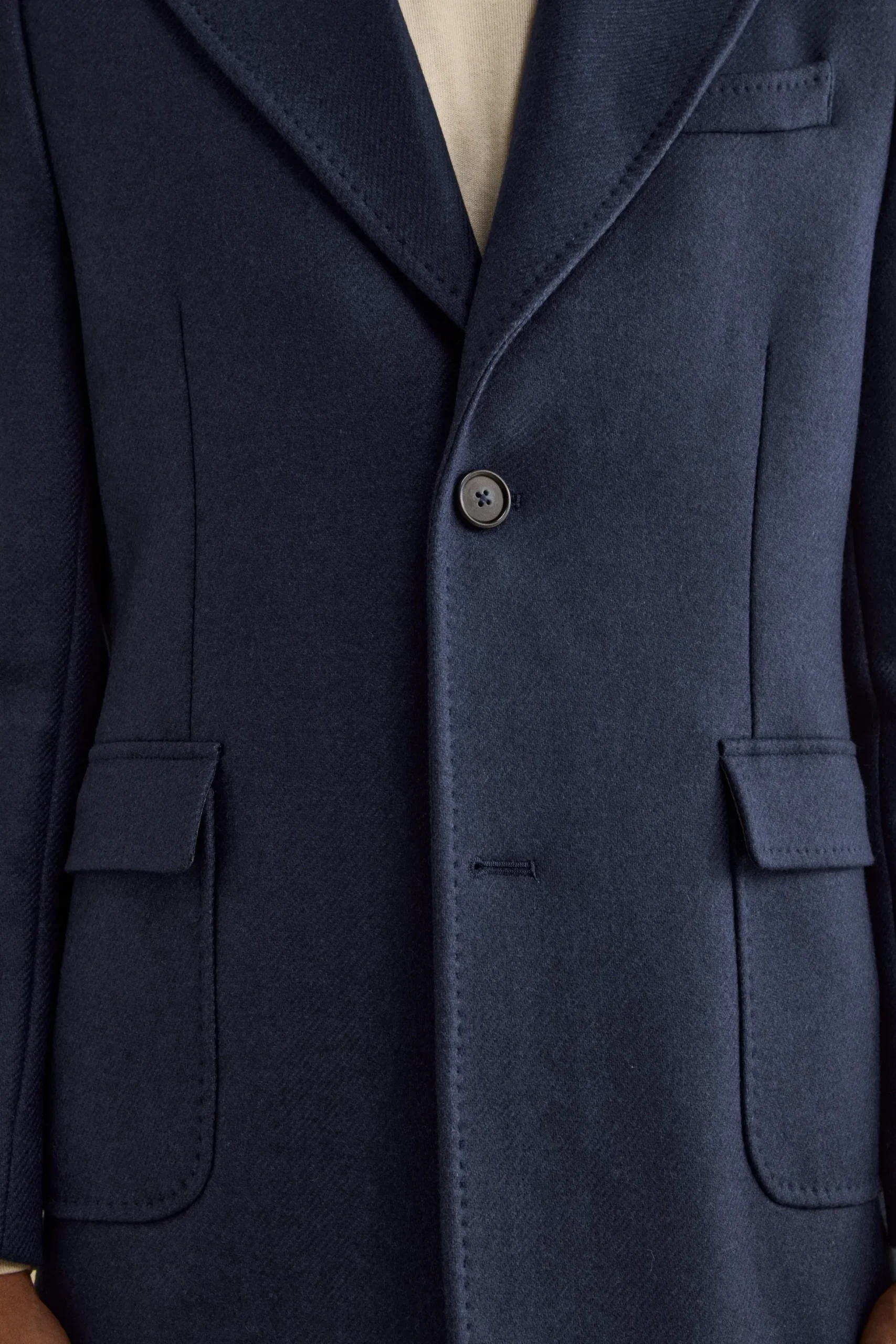 Cappotto Twill in Lana - BLU