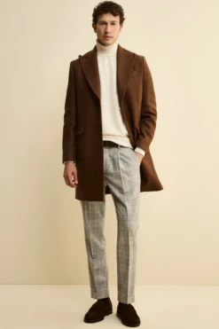 Cappotto Twill in Lana - MARRONE