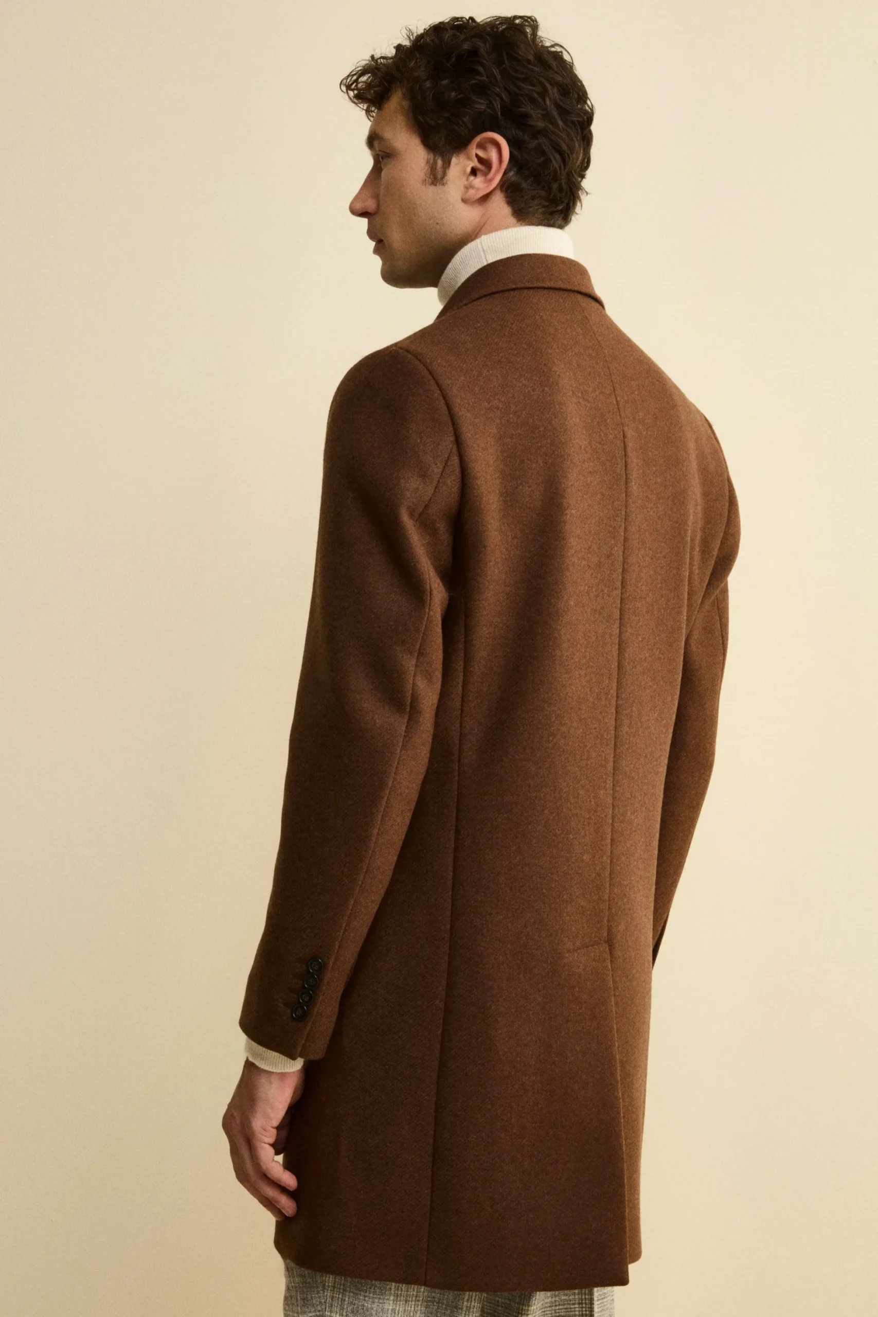 Cappotto Twill in Lana - MARRONE