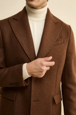 Cappotto Twill in Lana - MARRONE