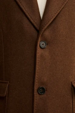 Cappotto Twill in Lana - MARRONE