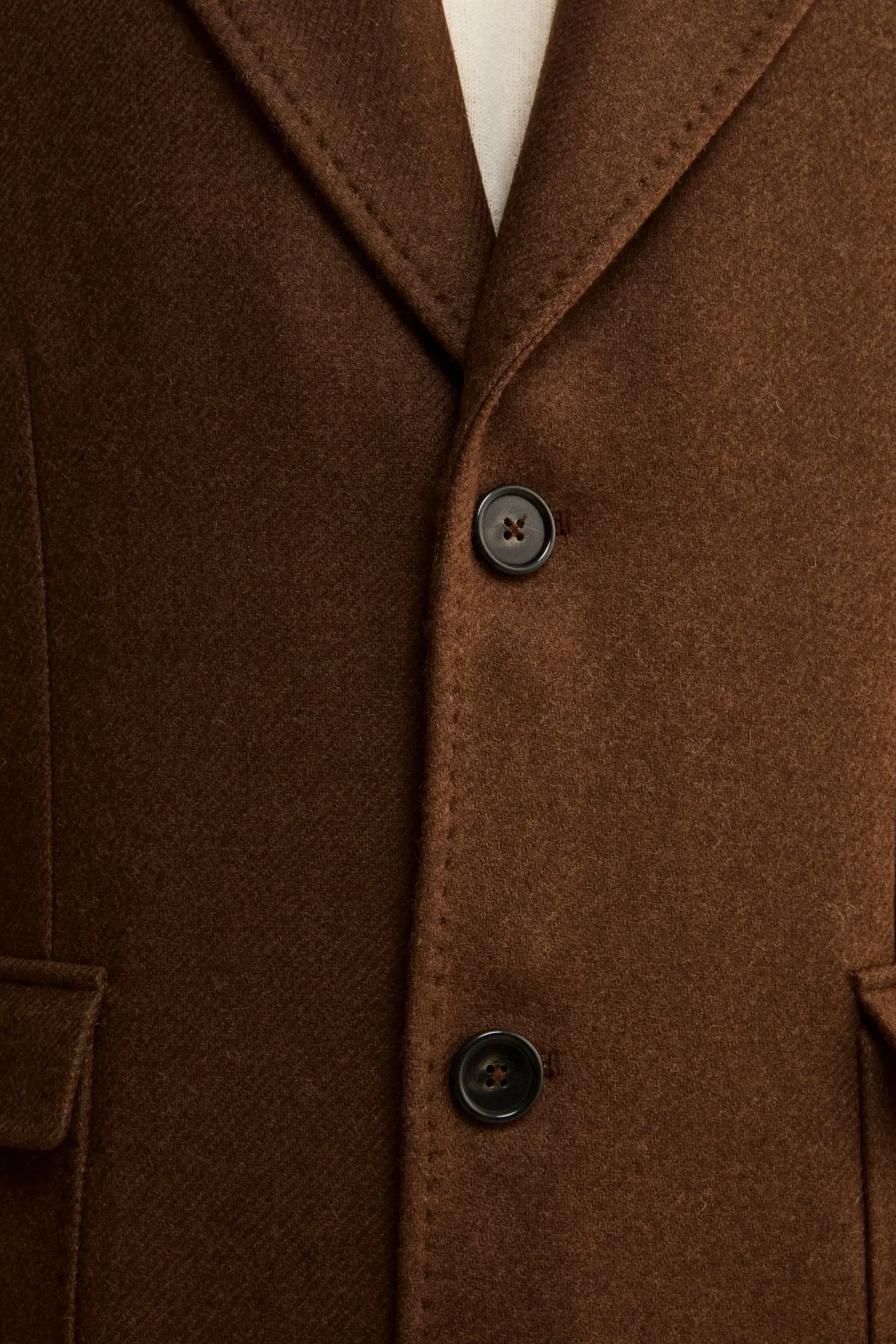 Cappotto Twill in Lana - MARRONE