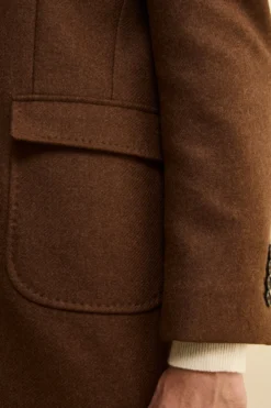 Cappotto Twill in Lana - MARRONE