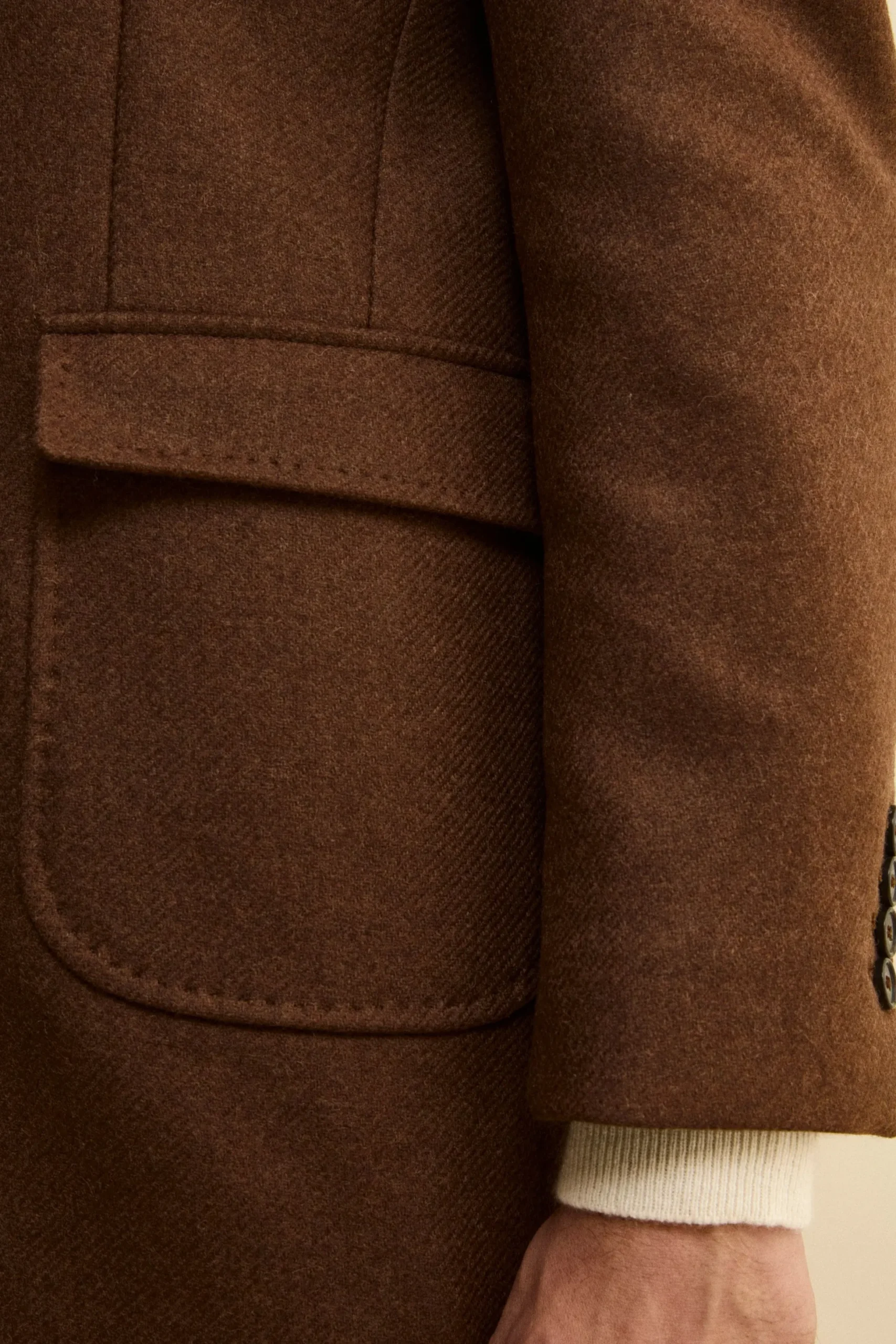 Cappotto Twill in Lana - MARRONE