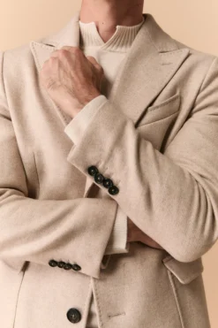 Cappotto Twill in Lana - TORTORA
