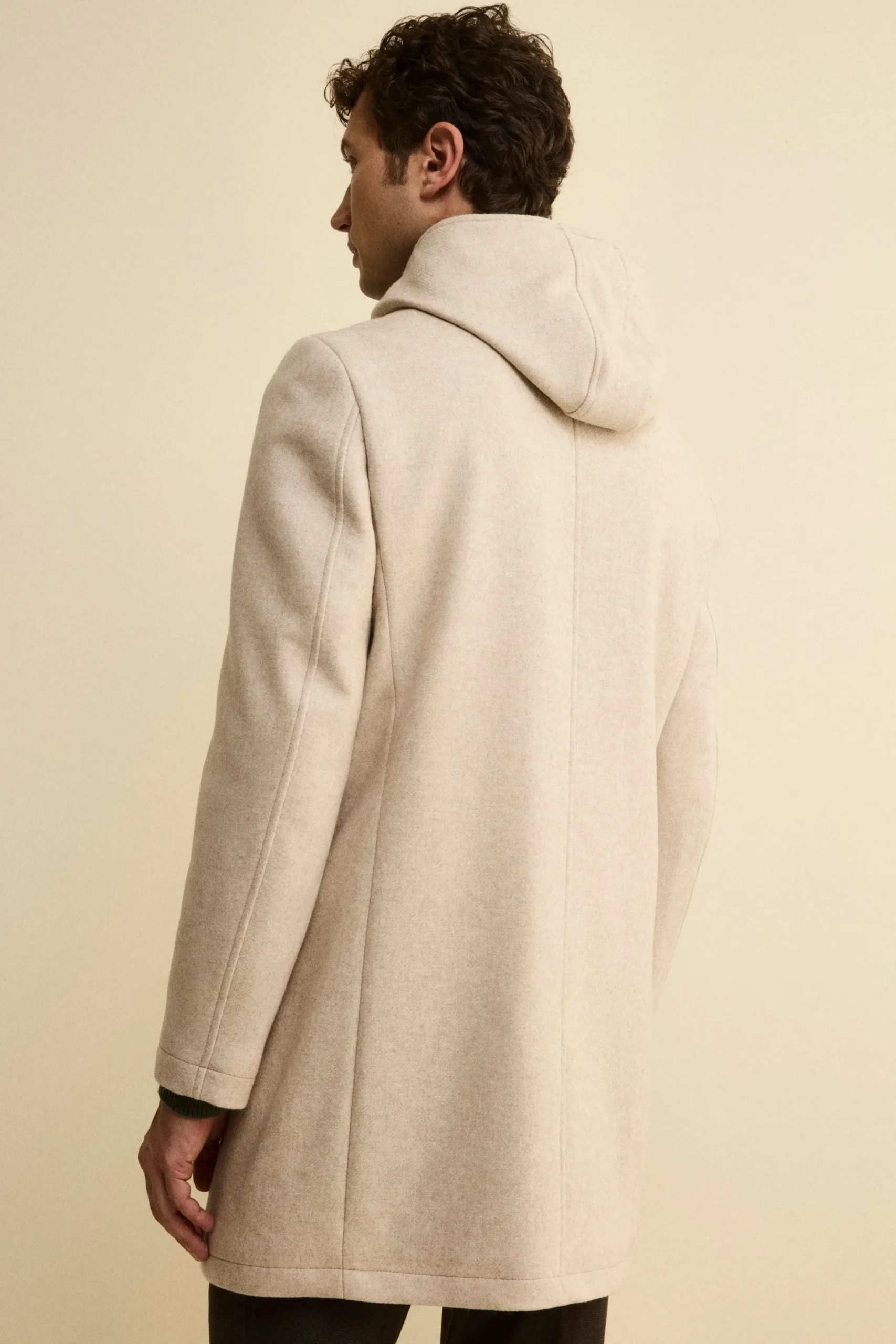 Cappotto Twill in Misto Lana con Zip e Cappuccio - TORTORA