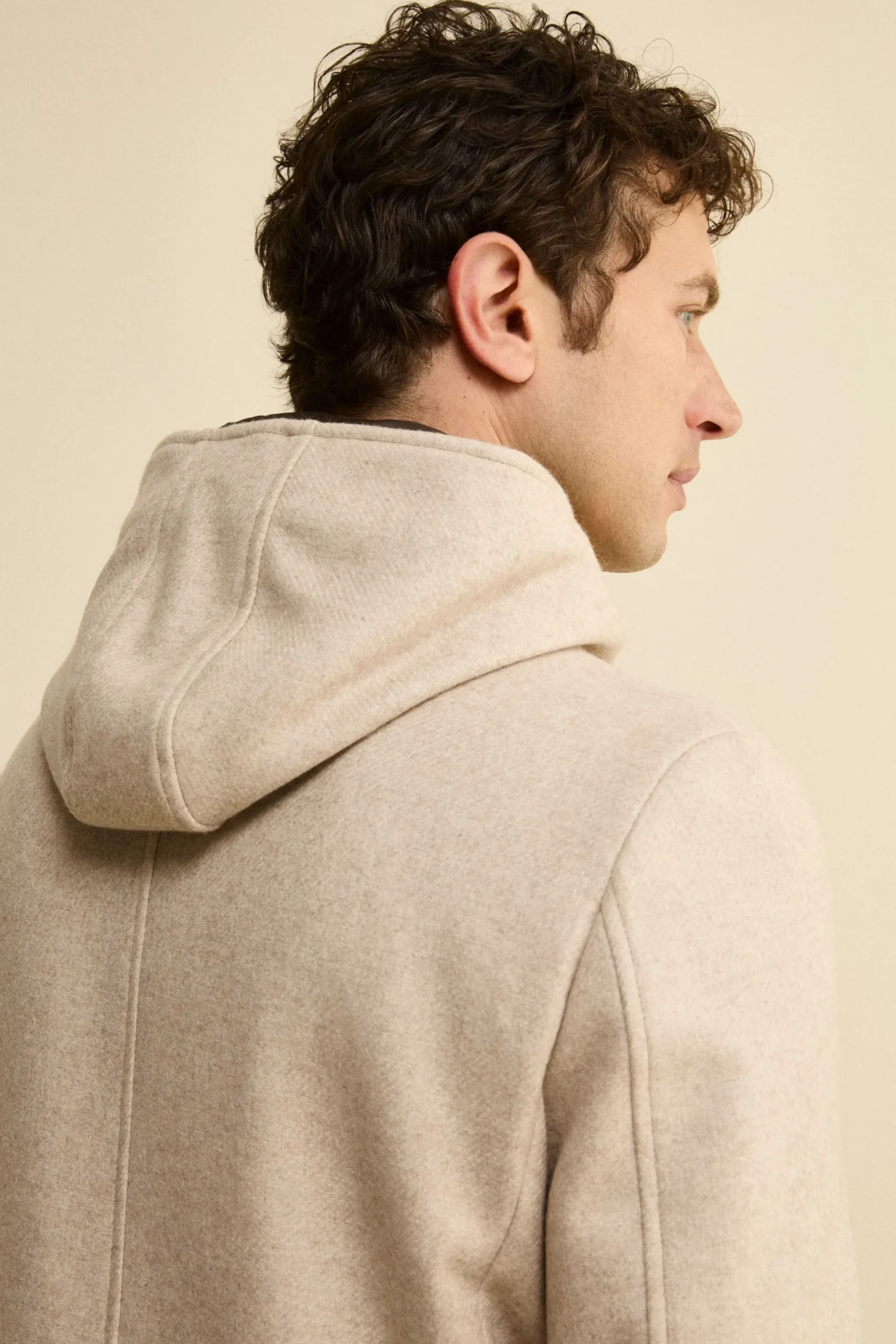 Cappotto Twill in Misto Lana con Zip e Cappuccio - TORTORA