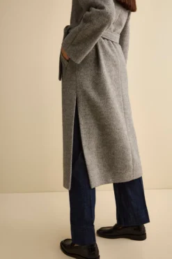 Cappotto Vestaglia con Cintura in Misto Lana - GRIGIO SPIGATO