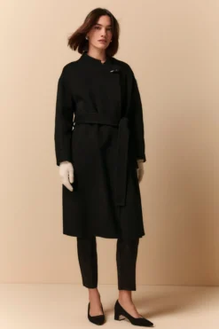 Cappotto Vestaglia in Lana - NERO