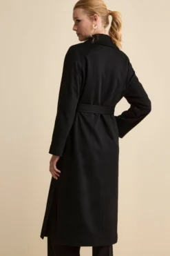 Cappotto Vestaglia Lungo in Cashmere - NERO
