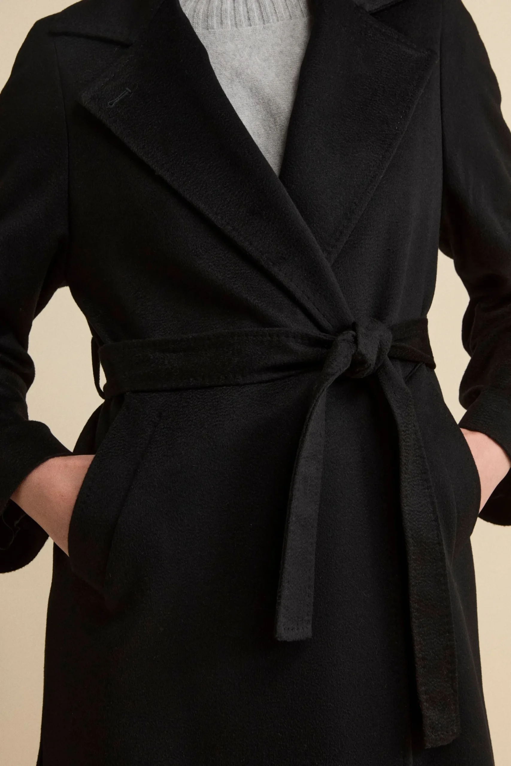 Cappotto Vestaglia Lungo in Cashmere - NERO
