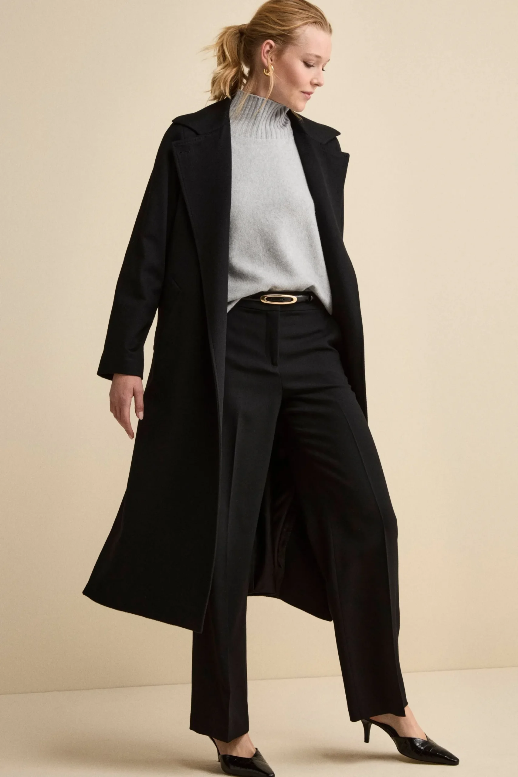 Cappotto Vestaglia Lungo in Cashmere - NERO