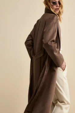 Cappotto Vestaglia Lungo in Puro Cashmere - NOCCIOLA