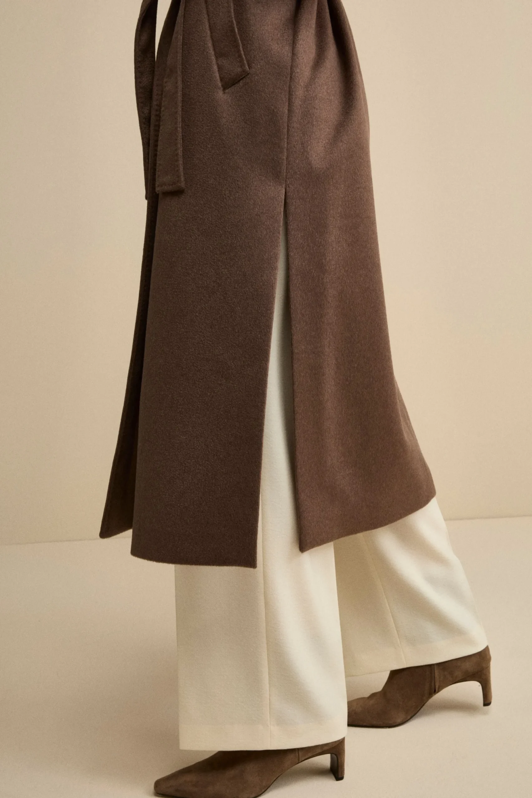 Cappotto Vestaglia Lungo in Puro Cashmere - NOCCIOLA