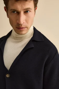 Cardigan con Tasche e Bottoni in Misto Lana - BLU