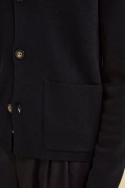 Cardigan con Tasche e Bottoni in Misto Lana - BLU