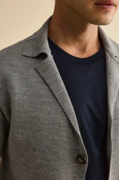 Cardigan con Tasche e Bottoni in Misto Lana - GRIGIO