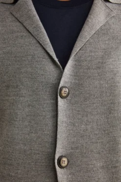 Cardigan con Tasche e Bottoni in Misto Lana - GRIGIO