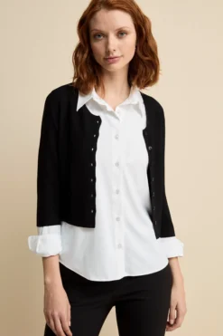 Cardigan corto con bottoni - NERO