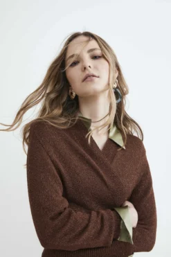Cardigan corto da donna - TABACCO