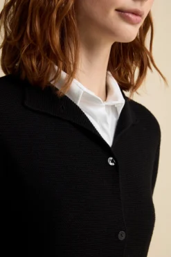 Cardigan corto in lana - NERO